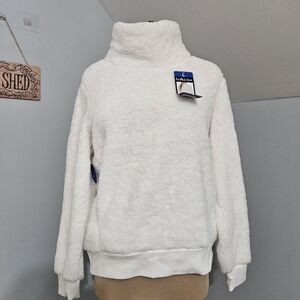 New Lukka Lux White Plush Fleece Pullover Large Soft Cozy Mock Neck NWT Warm